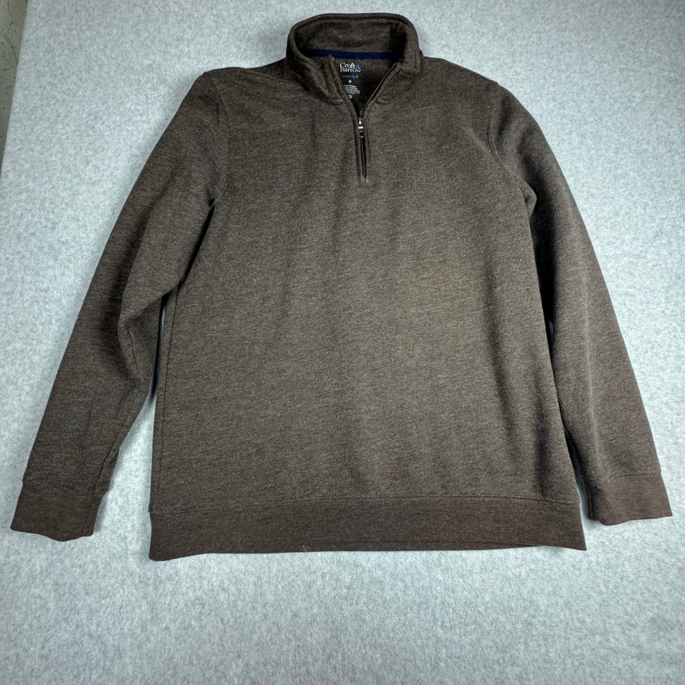 Croft & Barrow Mens Extra Soft Quarter Zip Pullover Brown Heather Sweatshirt M